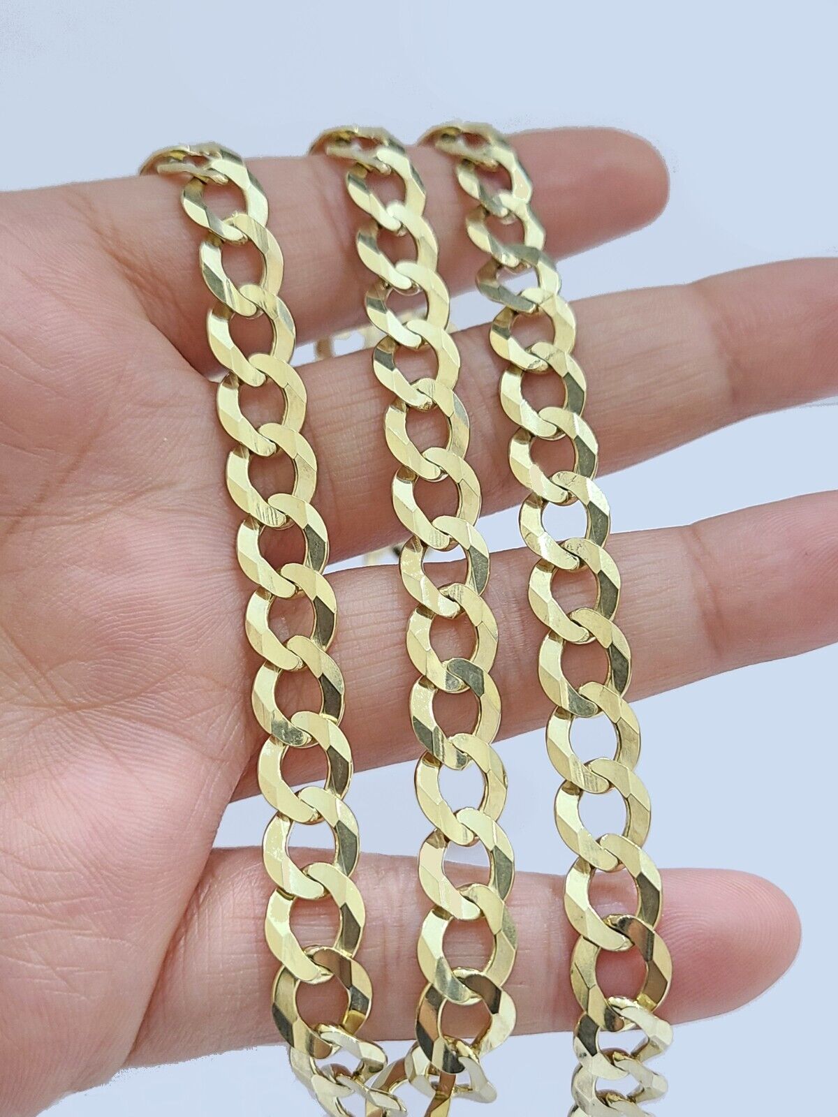 10k Solid Yellow Gold Cuban Curb Link Chain 8.5mm Necklace 22'' Lobster Lock - GoldenlinQ